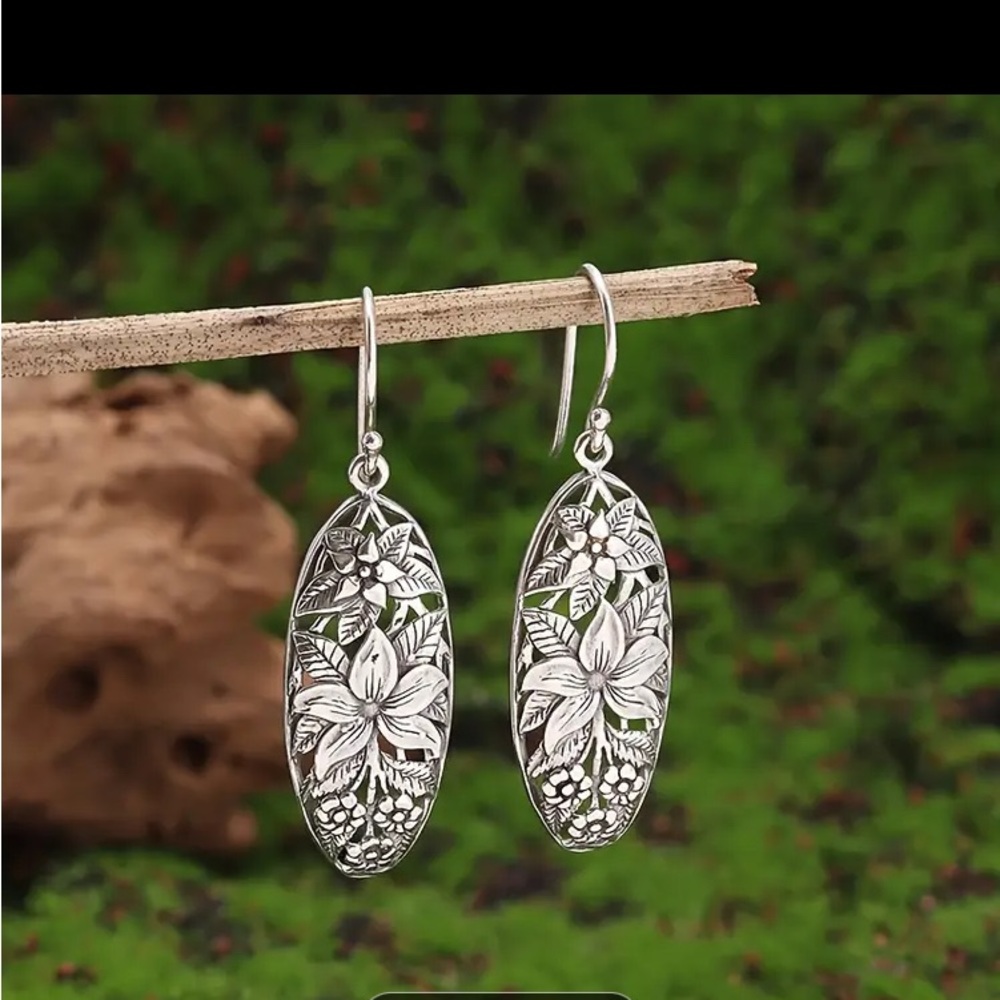 1 Pair Of Boho Style Drop Earrings Retro Flower Design